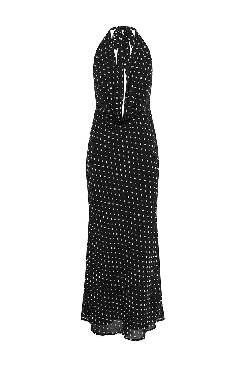 LEXIE MAXI DRESS - BLACK POLKA - LEXIEMAXIDRESSBLACKPOLKA