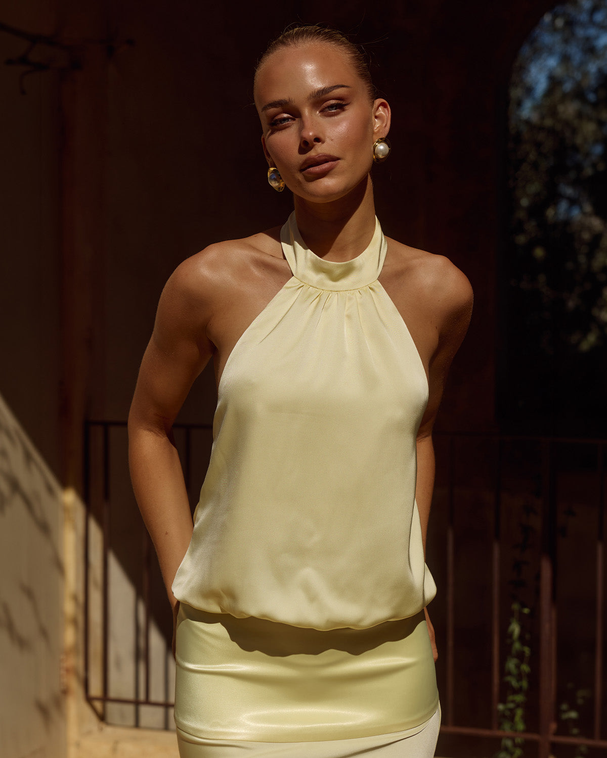 LILIETTE HALTER MAXI DRESS - BUTTER - LILIETTEHALTERMAXIDRESS-BUTTER-1