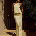 LILIETTE HALTER MAXI DRESS - BUTTER