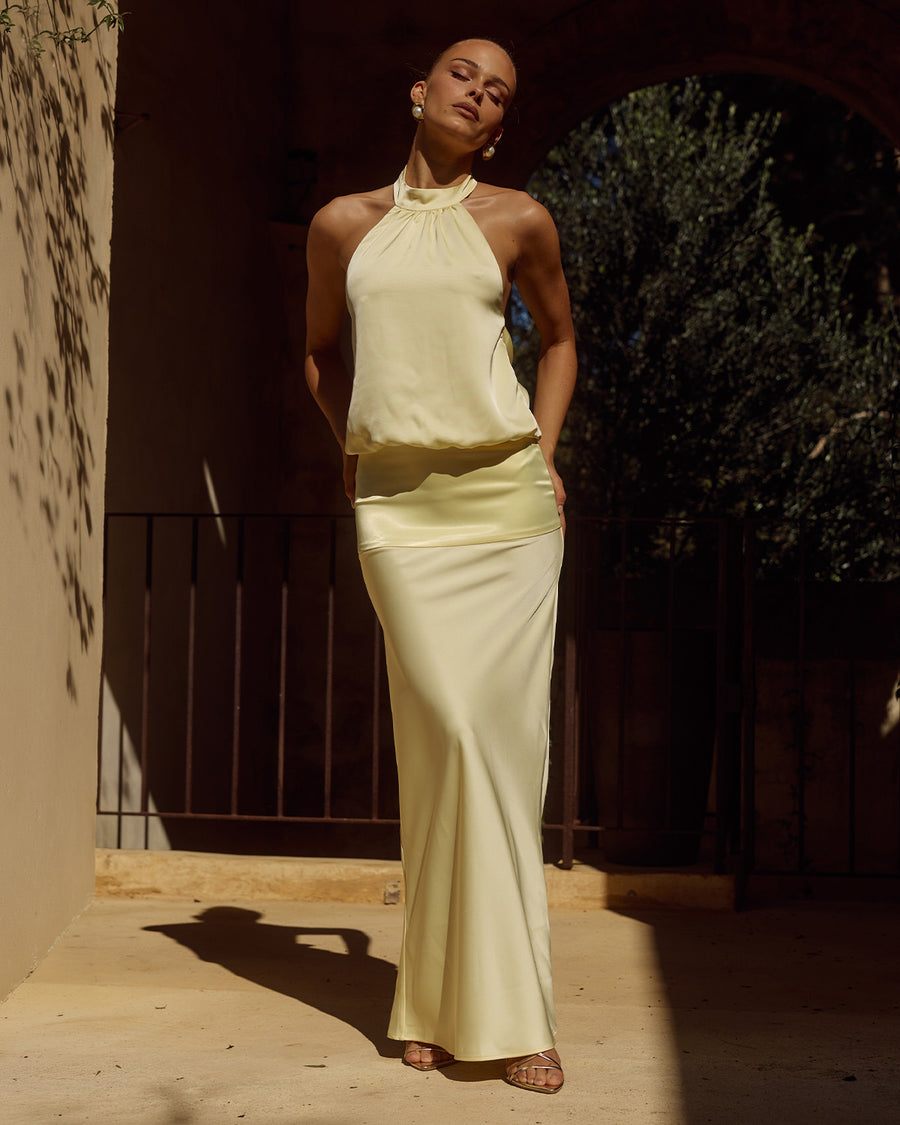 LILIETTE HALTER MAXI DRESS - BUTTER XXL - LILIETTEHALTERMAXIDRESS-BUTTER