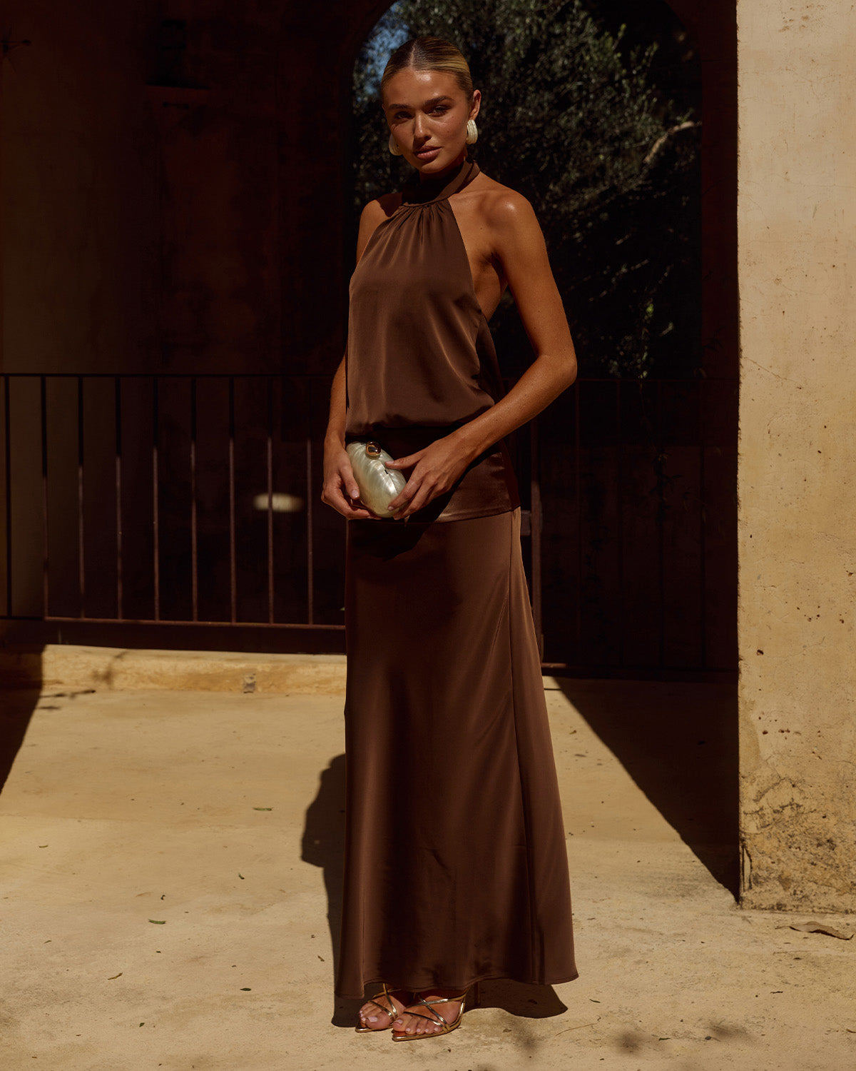 LILIETTE HALTER MAXI DRESS - CHOCOLATE - LILIETTEHALTERMAXIDRESS-CHOC-2
