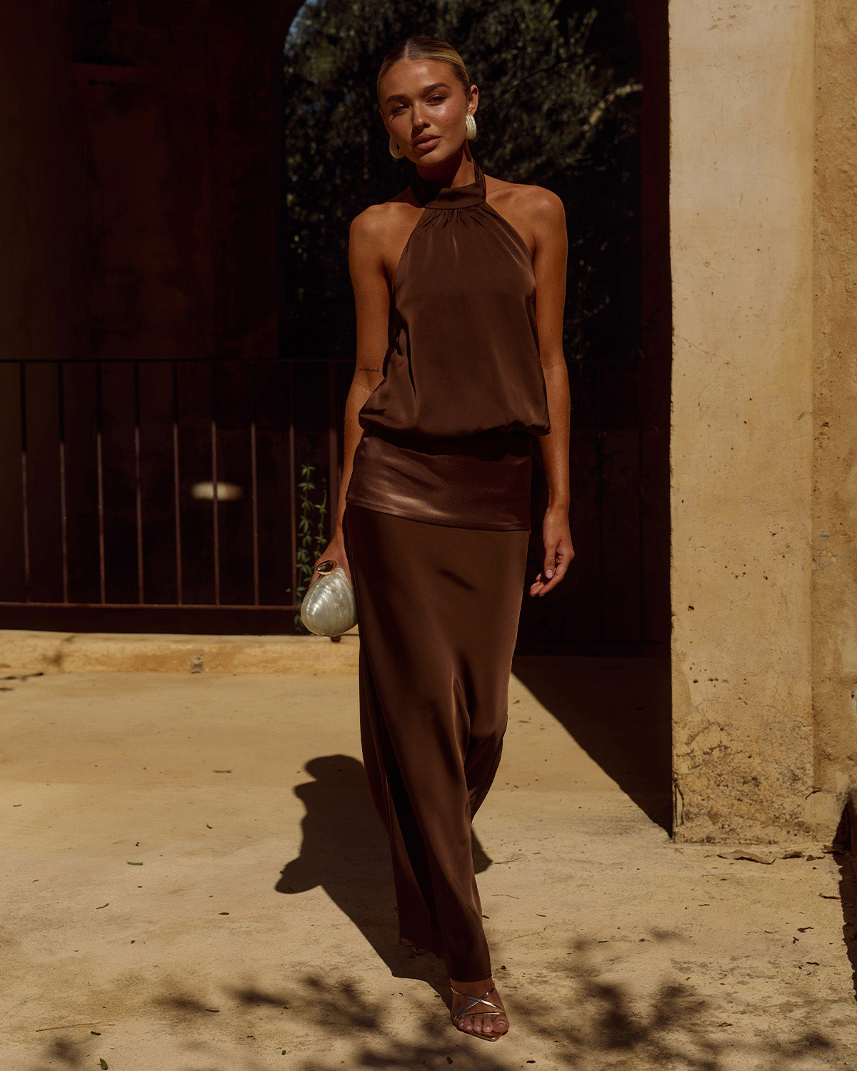 LILIETTE HALTER MAXI DRESS - CHOCOLATE - LILIETTEHALTERMAXIDRESS-CHOC