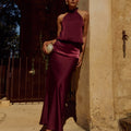 LILIETTE HALTER MAXI DRESS - PLUM