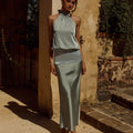 LILIETTE HALTER MAXI DRESS - SAGE