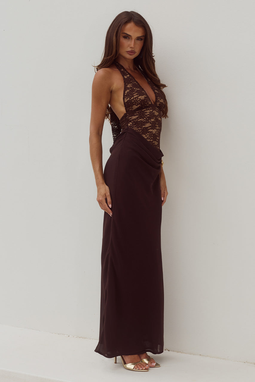 LINA HALTER DRAPED MAXI DRESS - BITTER CHOCOLATE - LINAHALTERDRAPEDMAXIDRESS-BITTERCHOCOLATE-05