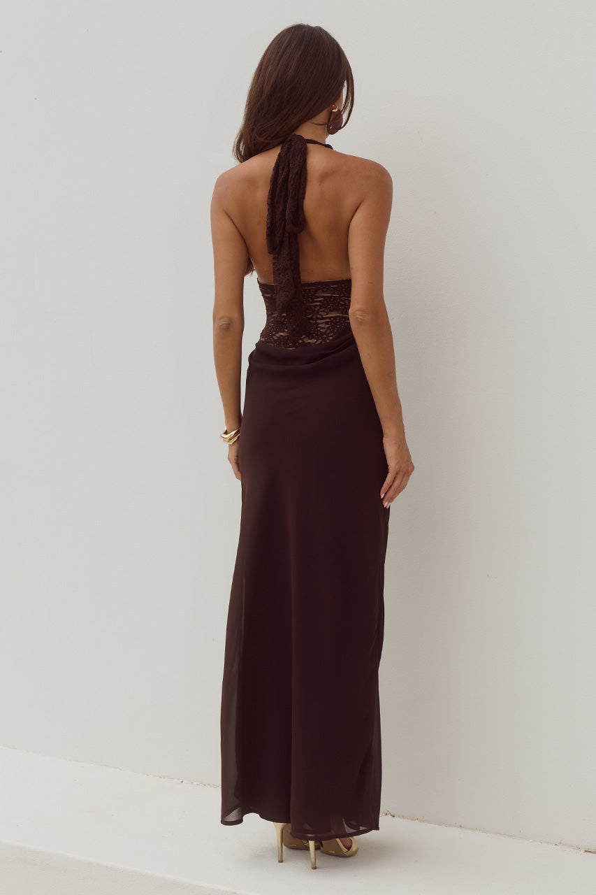 LINA HALTER DRAPED MAXI DRESS - BITTER CHOCOLATE - LINAHALTERDRAPEDMAXIDRESS-BITTERCHOCOLATE-06