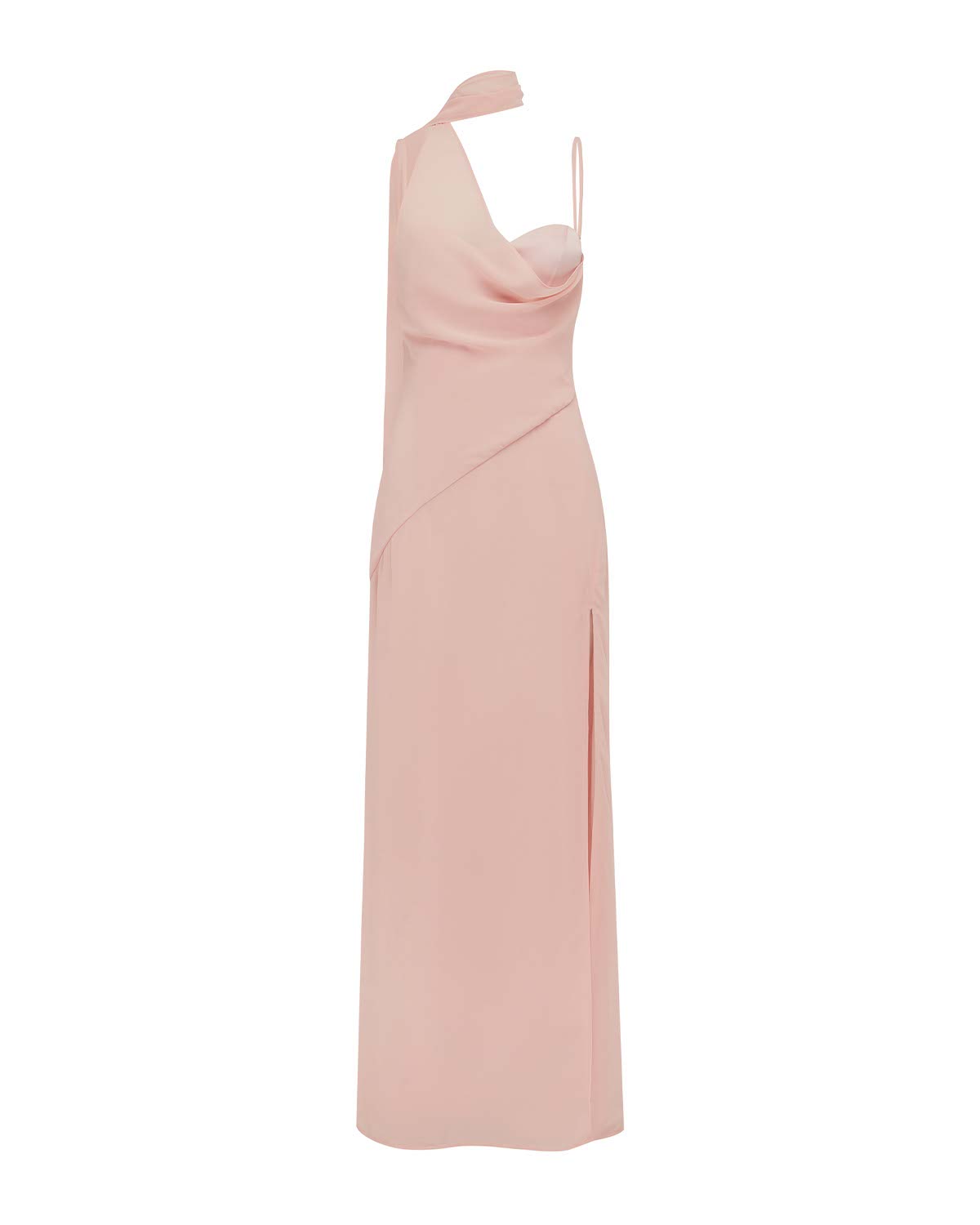 LIORA DRAPED SCARF MAXI DRESS - PINK - LIORADRAPEDSCARFMAXIDRESS-PINK