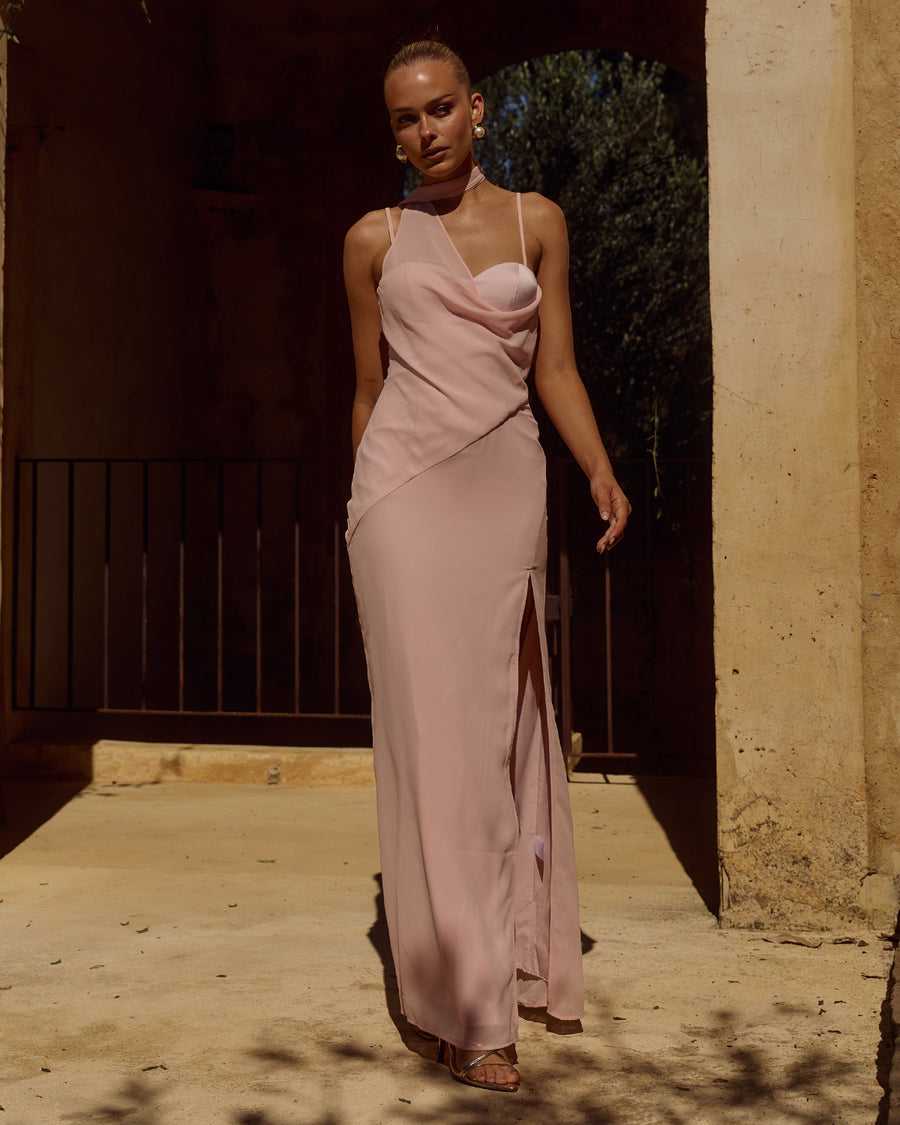 LIORA DRAPED SCARF MAXI DRESS - PINK - LIORADRAPEDSCARFMAXIDRESS-PINK_-2