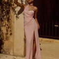 LIORA DRAPED SCARF MAXI DRESS - PINK
