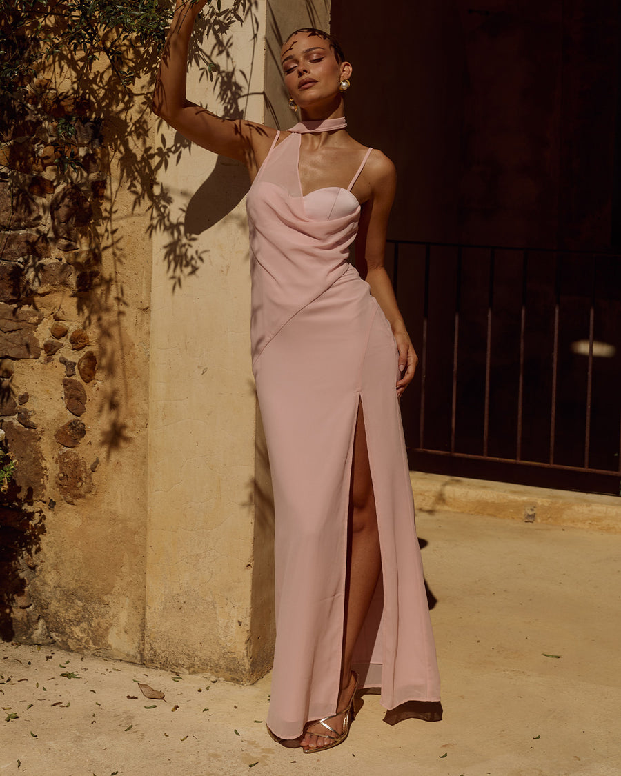LIORA DRAPED SCARF MAXI DRESS - PINK XXL - LIORADRAPEDSCARFMAXIDRESS-PINK_-5