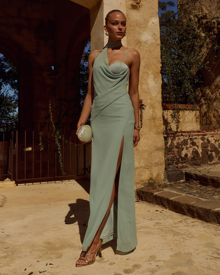 LIORA DRAPED SCARF MAXI DRESS - SAGE - LIORADRAPEDSCARFMAXIDRESS-SAGE-1