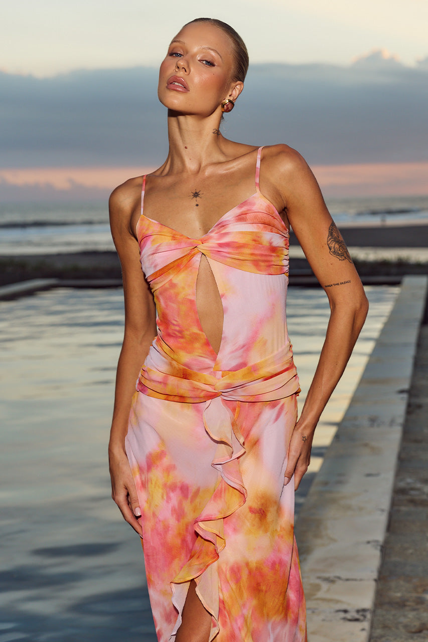 LIVONI RUFFLE MAXI DRESS - CORALI ORANGE - LIVONIRUFFLEMAXIDRESS-CORALIORANGE-07