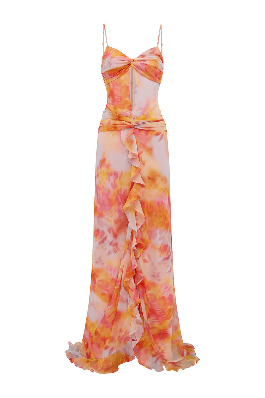 LIVONI RUFFLE MAXI DRESS - CORALI ORANGE - LIVONIRUFFLEMAXIDRESS-CORALIORANGE_077e51c5-3636-4a1b-a704-f08665679273