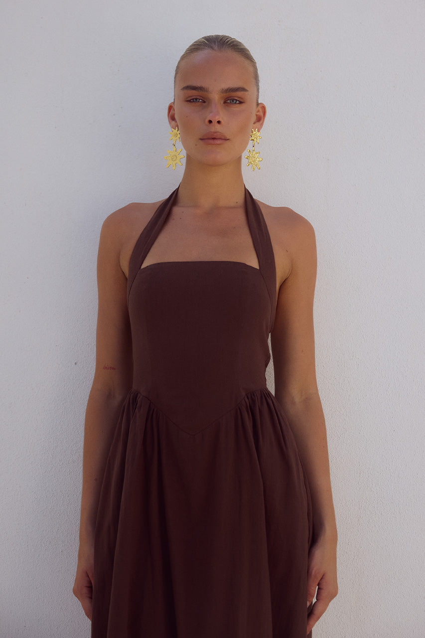 LOCKLEA MIDI DRESS - CHOCOLATE - LOCKLEADRESSCHOCOLATE_1