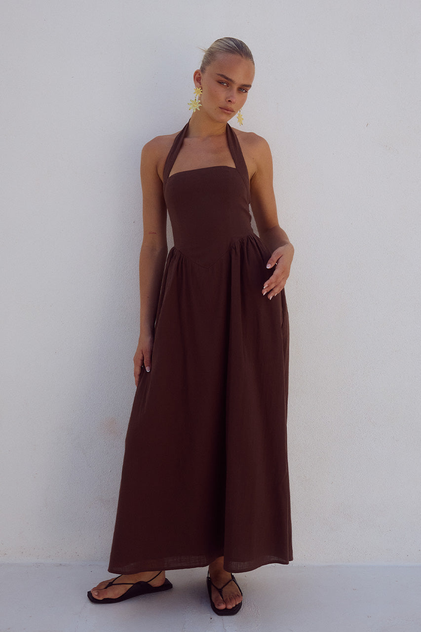 LOCKLEA MIDI DRESS - CHOCOLATE XXL - LOCKLEADRESSCHOCOLATE_2