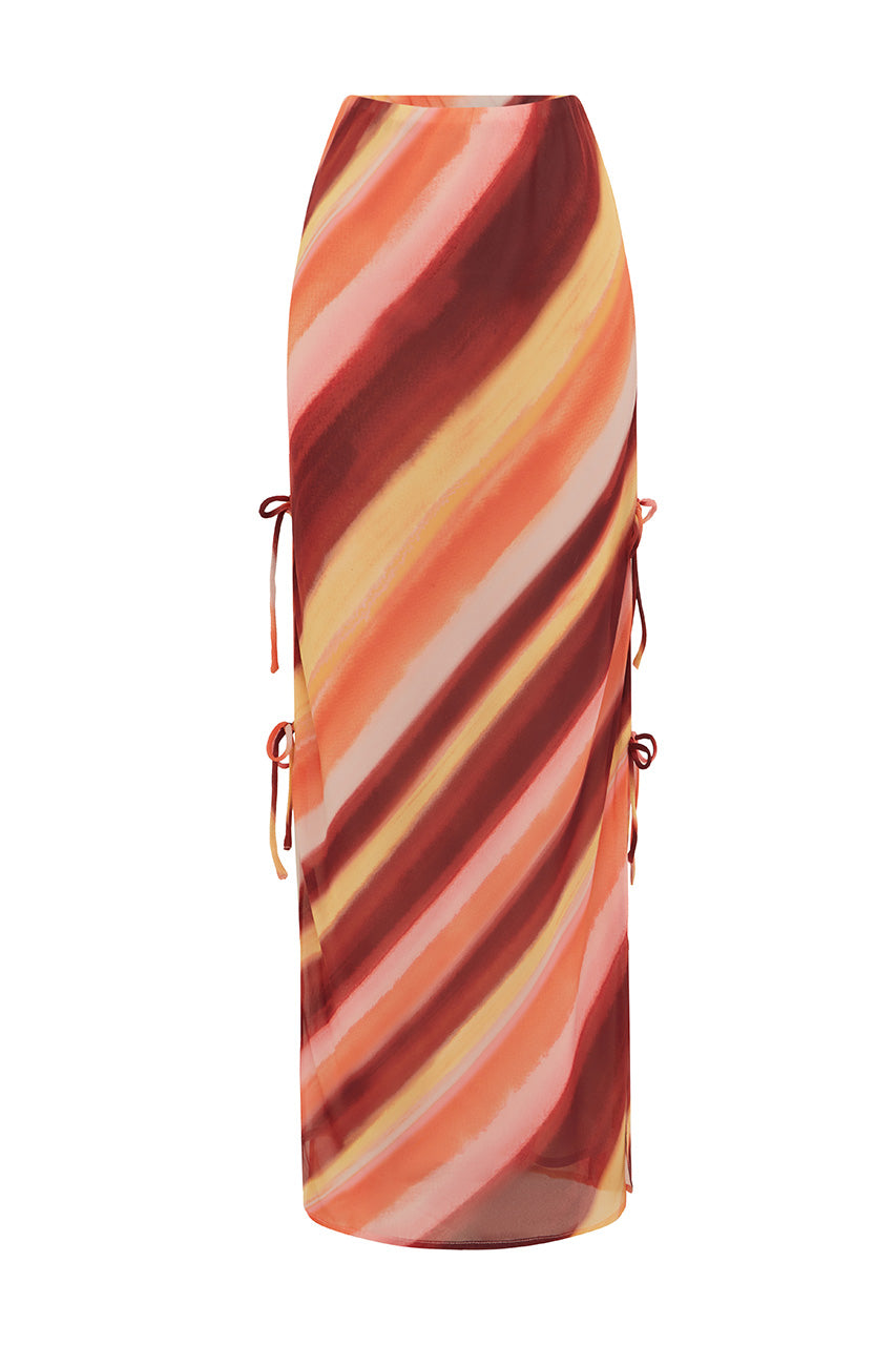 LORALEI MAXI SKIRT - PEACH STRIPE - LORALEIMAXISKIRTPEACHSTRIPE