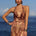 LOTUS COWL HALTER TOP - TAN VIPER