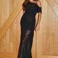 LUCEN ONE SHOULDER MAXI DRESS - BLACK