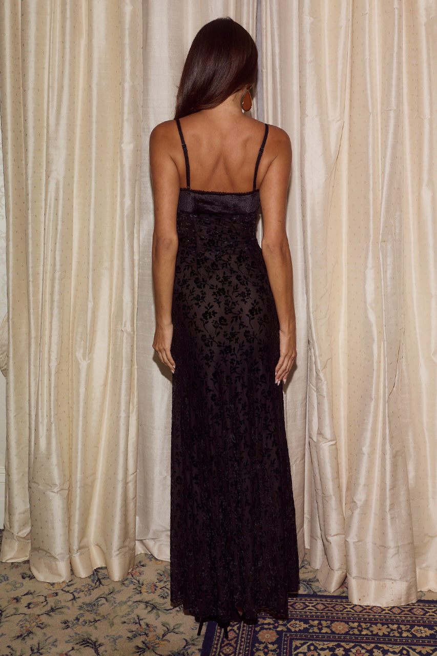LUCIE STRAPPY TIE FRONT MAXI DRESS - BLACK