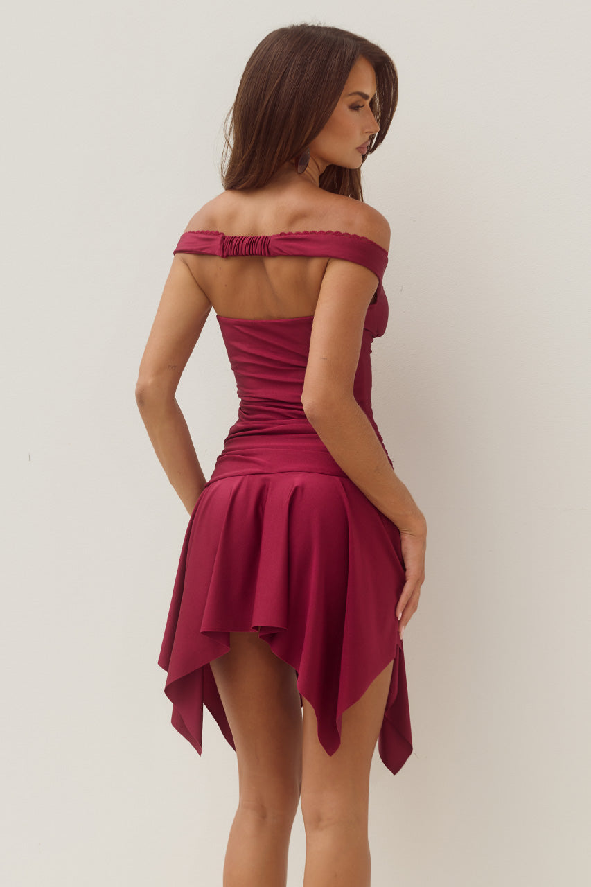 LUCY OFF SHOULDER MINI DRESS - BERRY - LUCYOFFSHOULDERMINIDRESS-BERRY-5