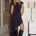 LUI ASYMMETRICAL HEM MIDI DRESS - BLACK