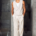 LUKA WIDE LEG TAILORED PANTS - SAND
