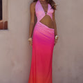 LUMIA HALTER CUTOUT MAXI DRESS - TROPICALE OMBRE