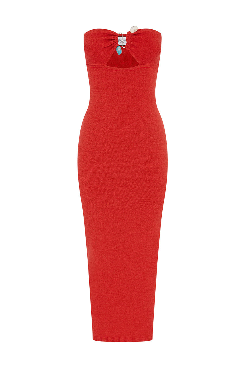 LUNA MIDI DRESS - RED XXL - LUNAMIDIDRESS