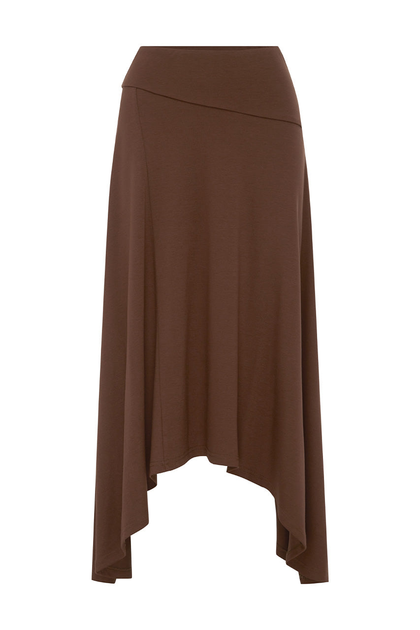 LUNE HANDKERCHIEF MIDI SKIRT - CHOCOLATE - LUNEHANDKERCHIEFMIDISKIRT-CHOCOLATE