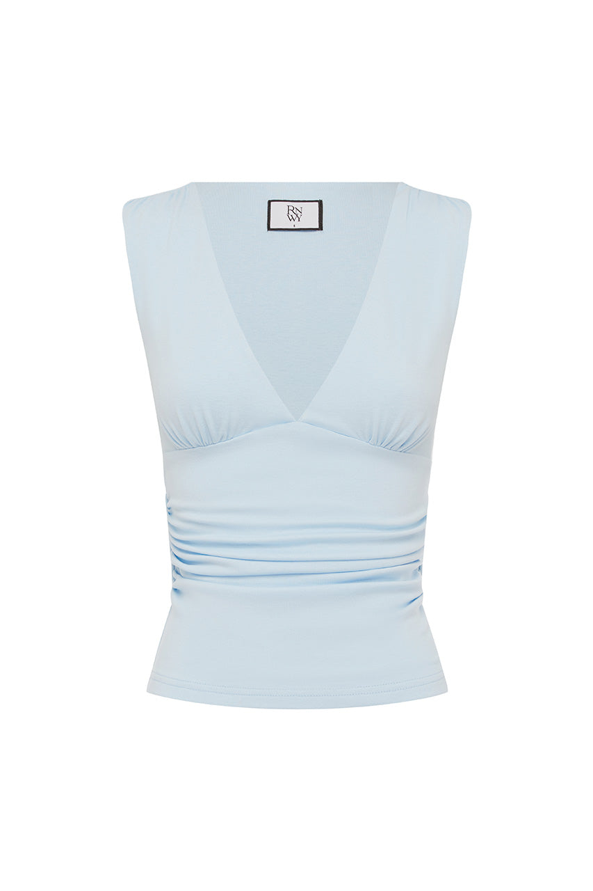LUNE V-NECK TOP - MIST - LUNEV-NECKTOP-MIST