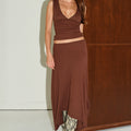 LUNE HANDKERCHIEF MIDI SKIRT - CHOCOLATE