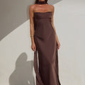 MADELEINE STRAPLESS MAXI DRESS - BITTER CHOCOLATE