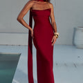 MADELEINE STRAPLESS MAXI DRESS - CHERRY