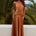 AMADINE DEEP V PLUNGE MAXI DRESS - RUST