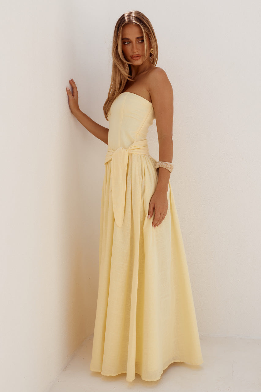 MAEVE STRAPLESS SIDE TIE MAXI DRESS - BUTTER - MAEVESTRAPLESSSIDETIEMAXIDRESS-BUTTER-5