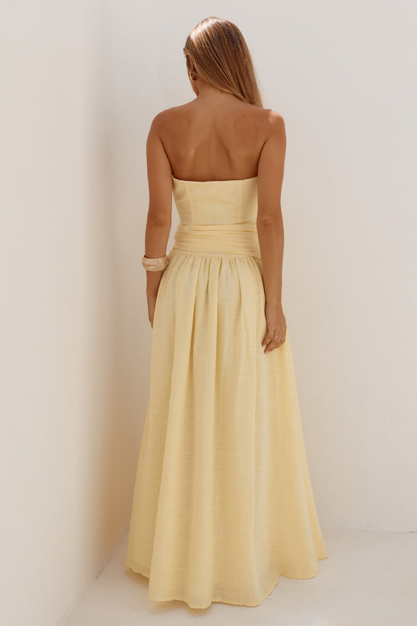 MAEVE STRAPLESS SIDE TIE MAXI DRESS - BUTTER - MAEVESTRAPLESSSIDETIEMAXIDRESS-BUTTER-6