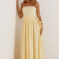 MAEVE STRAPLESS SIDE TIE MAXI DRESS - BUTTER