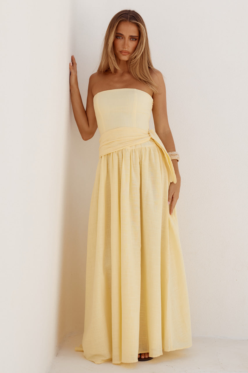 MAEVE STRAPLESS SIDE TIE MAXI DRESS - BUTTER XXL - MAEVESTRAPLESSSIDETIEMAXIDRESS-BUTTER