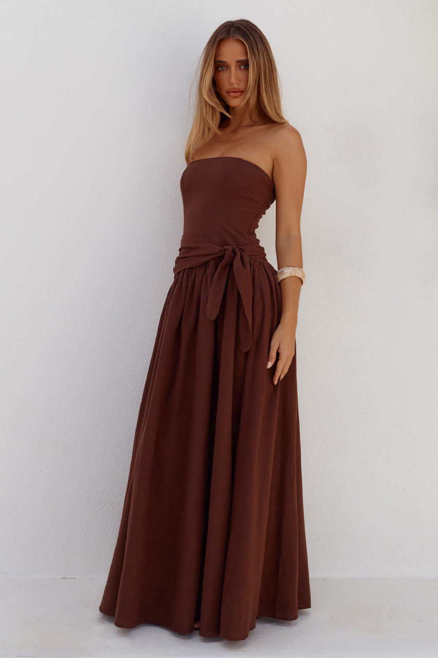 MAEVE STRAPLESS SIDE TIE MAXI DRESS - CHOCOLATE - MAEVESTRAPLESSSIDETIEMAXIDRESS-CHOCOLATE-4