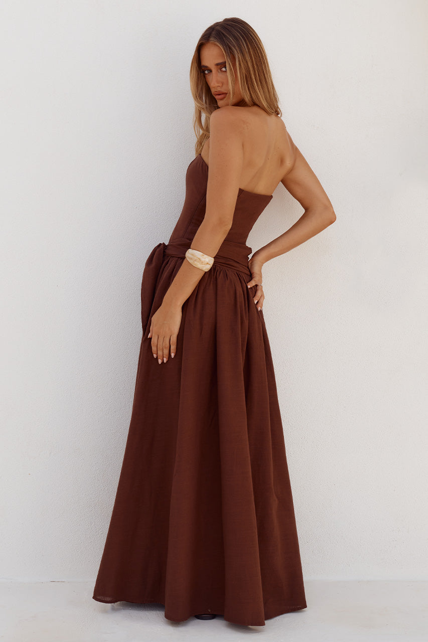 MAEVE STRAPLESS SIDE TIE MAXI DRESS - CHOCOLATE - MAEVESTRAPLESSSIDETIEMAXIDRESS-CHOCOLATE-6