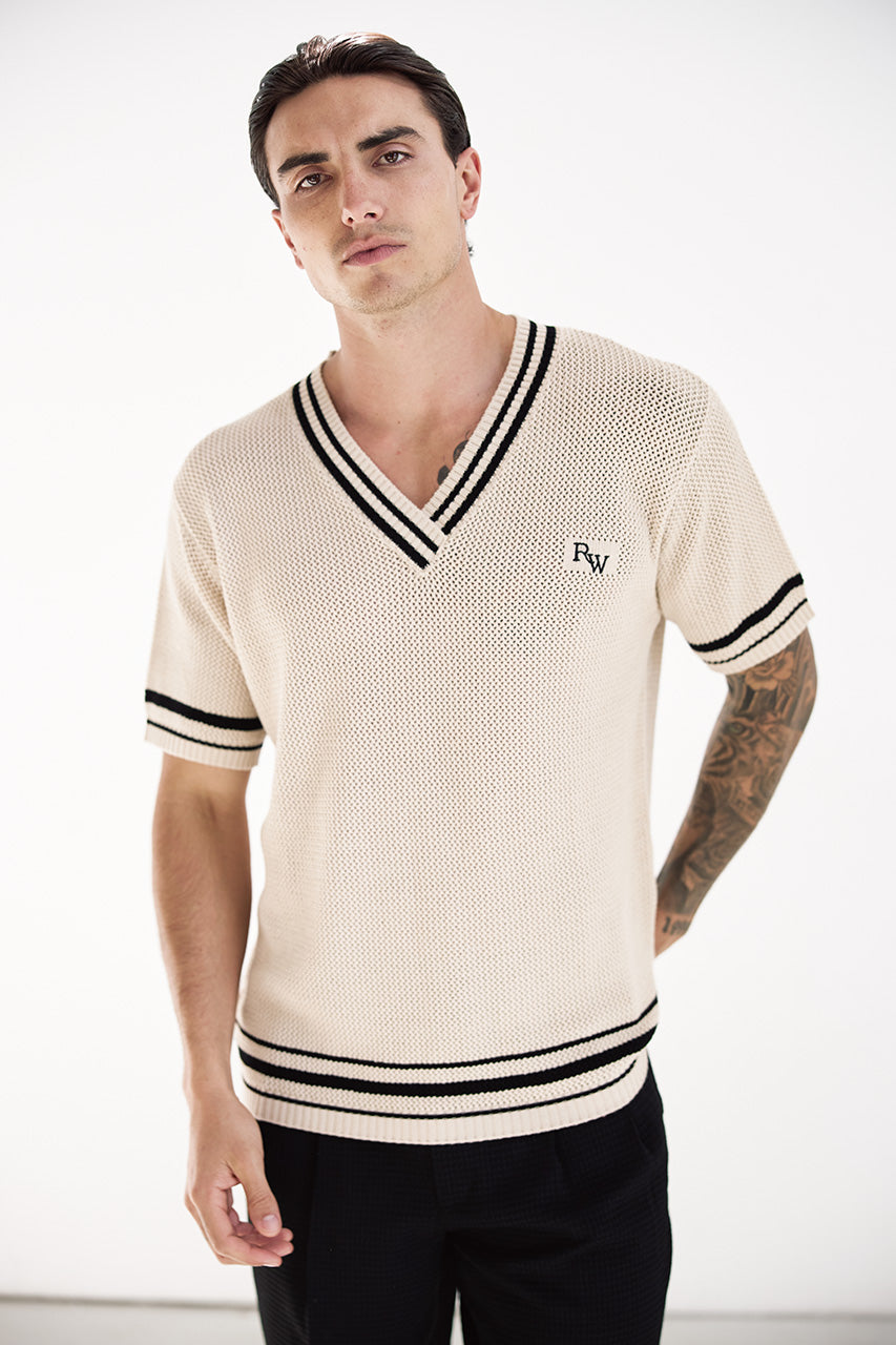 MAKKA V-NECK SHORT SLEEVE KNIT TOP - SAND - MAKKAV-NECKSHORTSLEEVEKNITTOP-CREAM-02