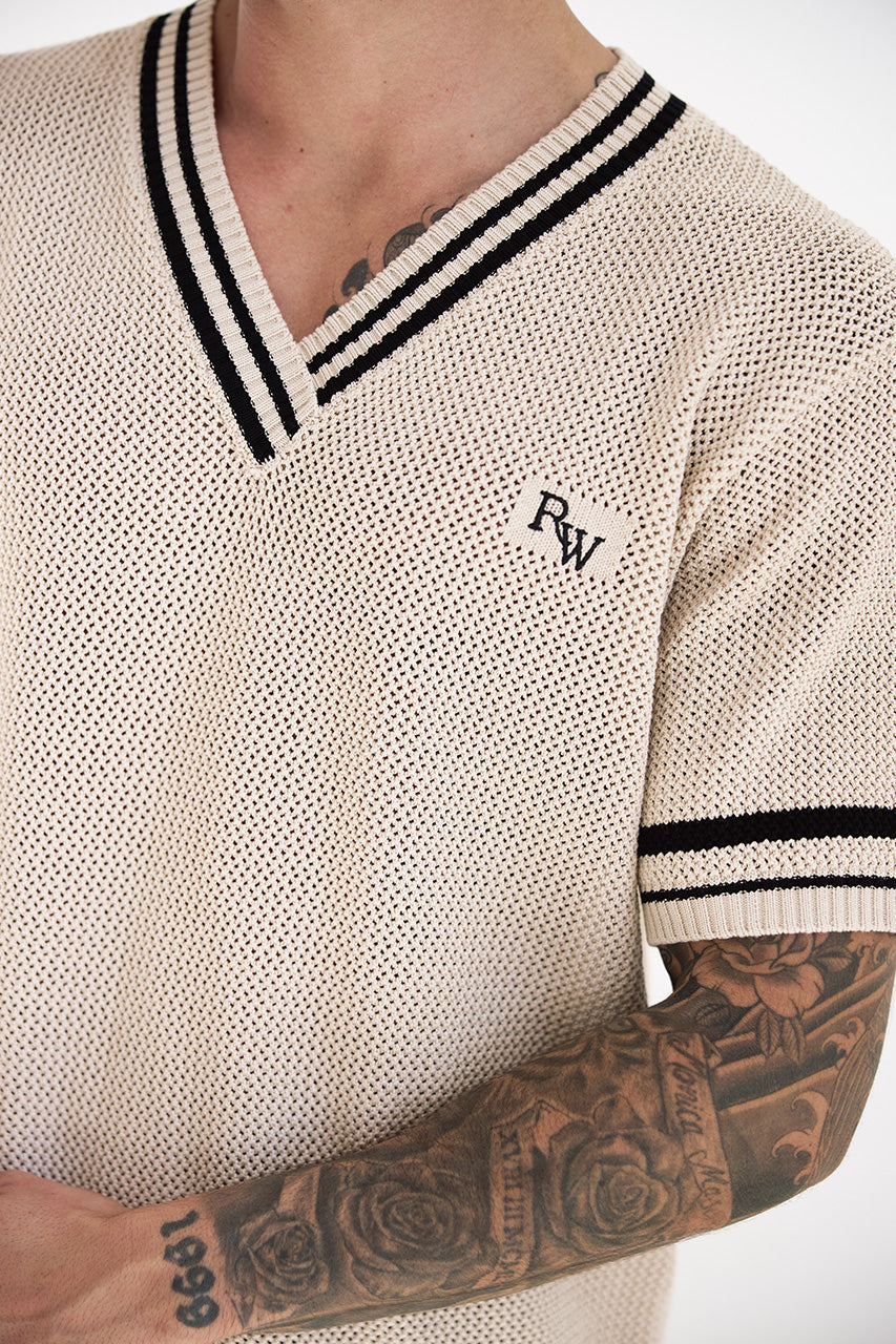 MAKKA V-NECK SHORT SLEEVE KNIT TOP - SAND - MAKKAV-NECKSHORTSLEEVEKNITTOP-CREAM-05