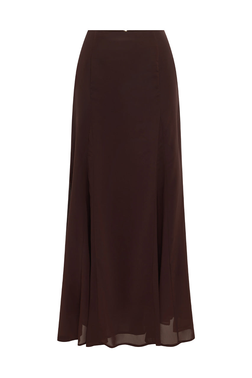 MALIKA LOW RISE MAXI SKIRT - BITTER CHOCOLATE - MALIKALOWRISEMAXISKIRT-BITTERCHOCOLATE