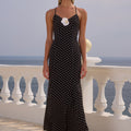 MALIKA MAXI DRESS - BLACK POLKA