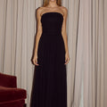 MALONE RUCHED STRAPLESS MAXI DRESS - BLACK