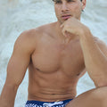 MARCEL PRINTED RACER SWIM BRIEF - MIRKO NAVY