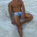 MARCEL PRINTED RACER SWIM BRIEF - KALARA BLUE