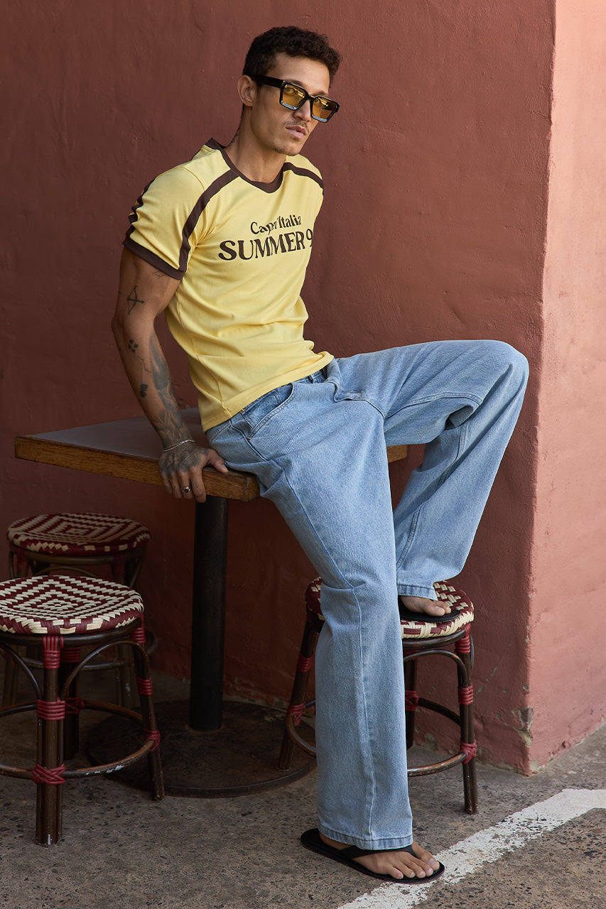MARK SHORT SLEEVE T-SHIRT - YELLOW/CHOC - MARKSHORTSLEEVET-SHIRT-YELLOW_CHOC-1