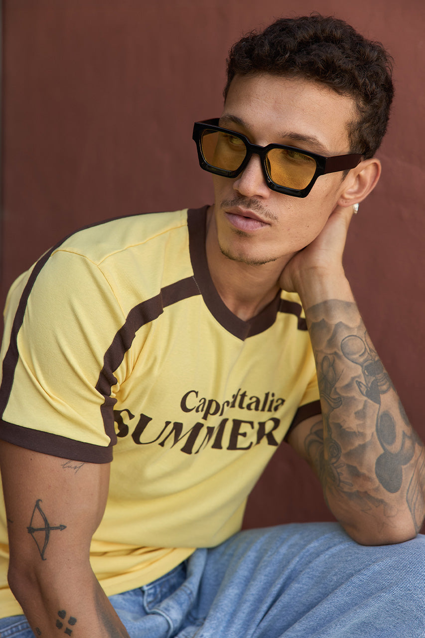MARK SHORT SLEEVE T-SHIRT - YELLOW/CHOC - MARKSHORTSLEEVET-SHIRT-YELLOW_CHOC-2