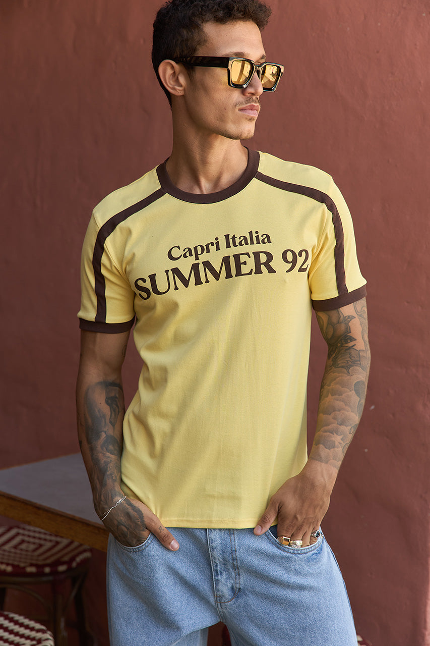 MARK SHORT SLEEVE T-SHIRT - YELLOW/CHOC - MARKSHORTSLEEVET-SHIRT-YELLOW_CHOC-3